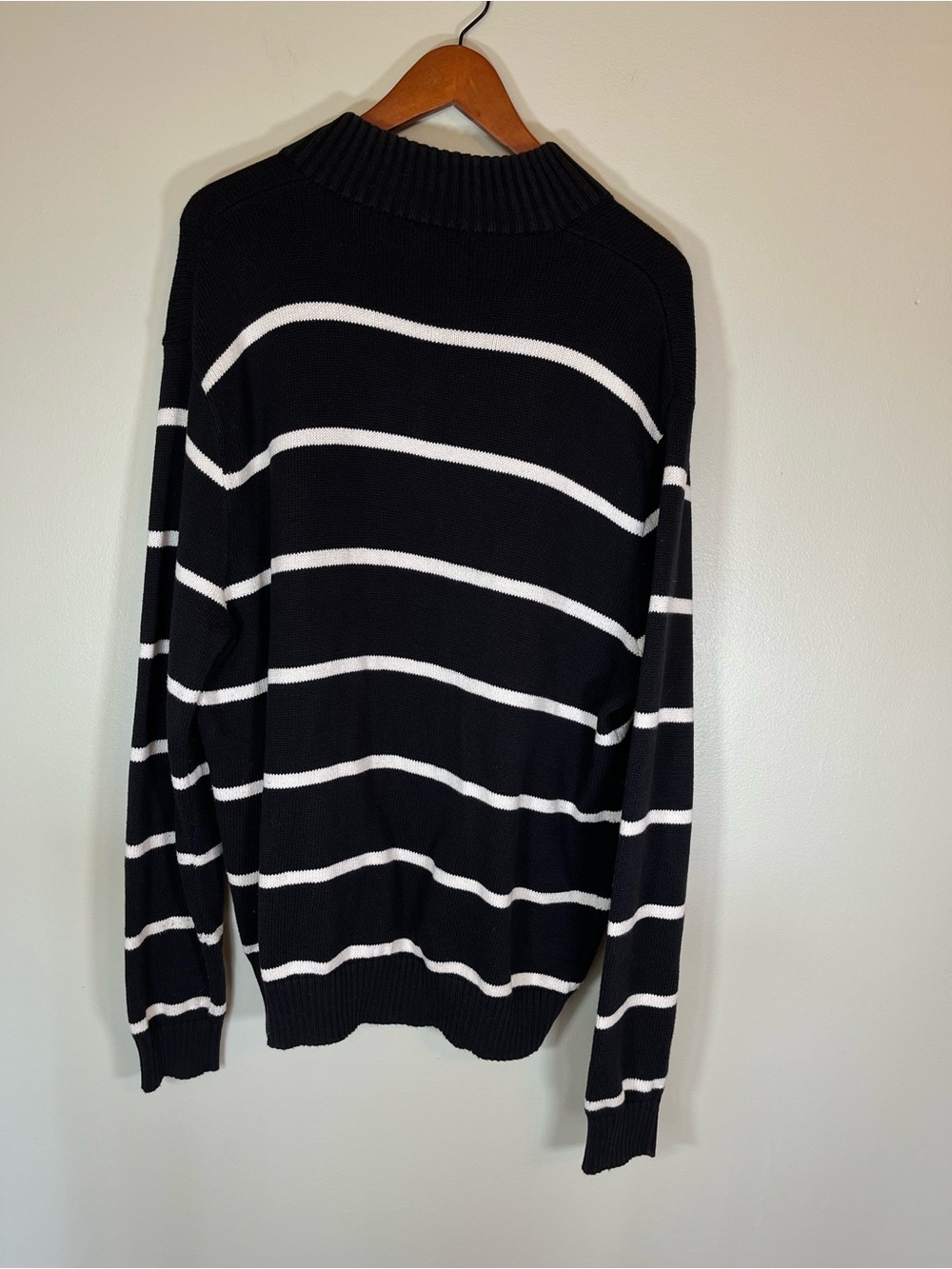 Ralph Lauren Black & White Striped Zip-Up Sweater with Red Pony - Picture 4 of 4